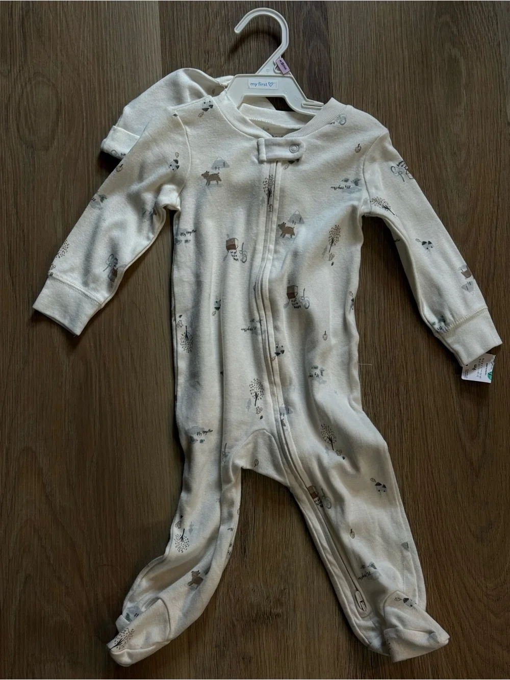 Carter's Ivory Zippered Baby Footed One-Piece with Matching Hat